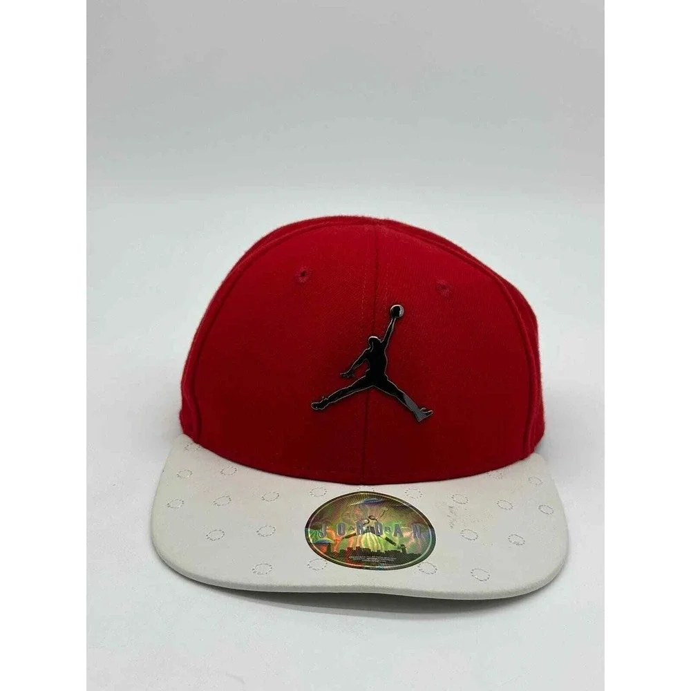 Nike Jordan Hats Kids 4-7 Red White Colorblock Jumpman Basketball Cap Snap Back